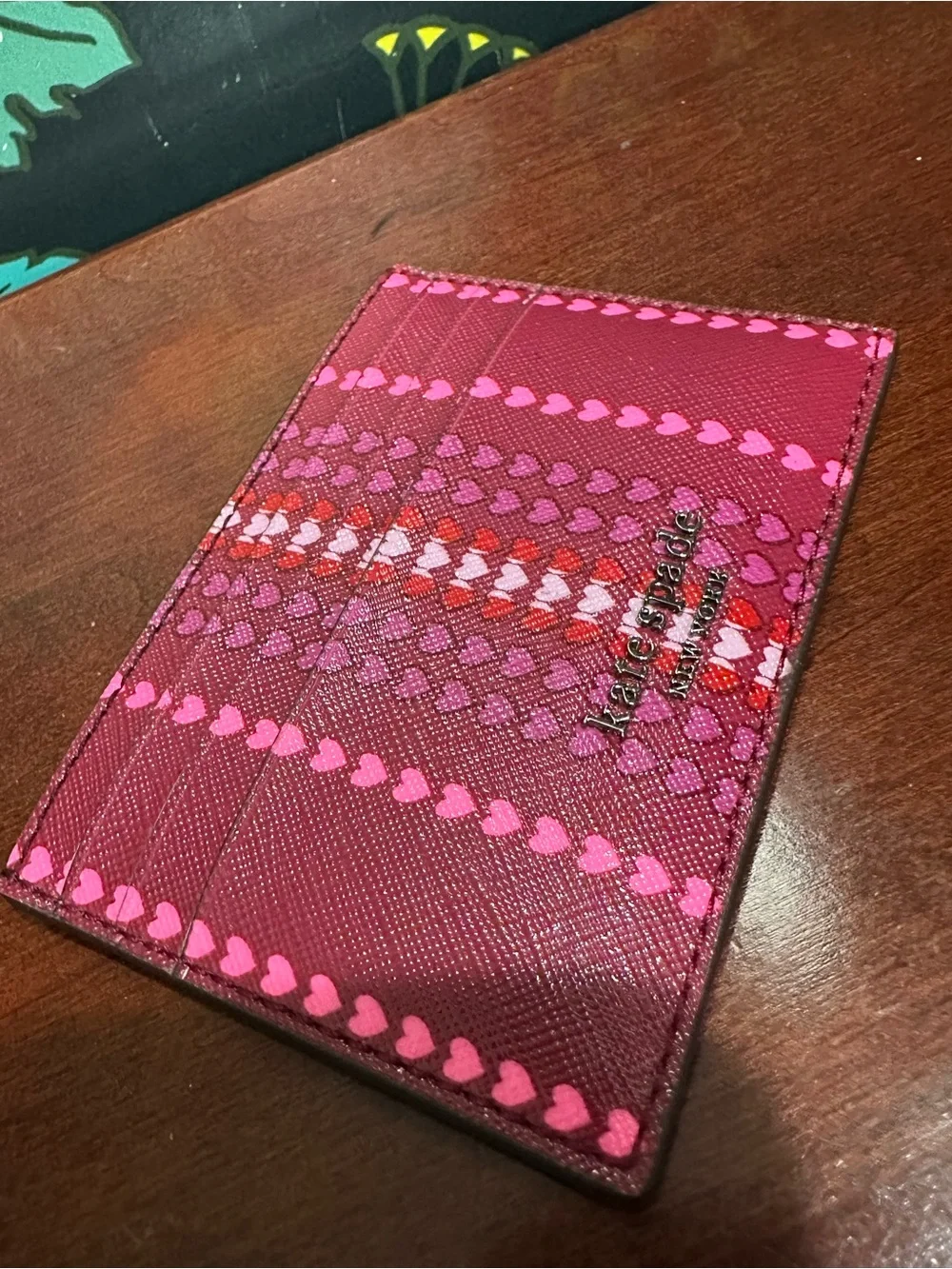 Kate Spade Heart Print Leather Card Holder Valentine